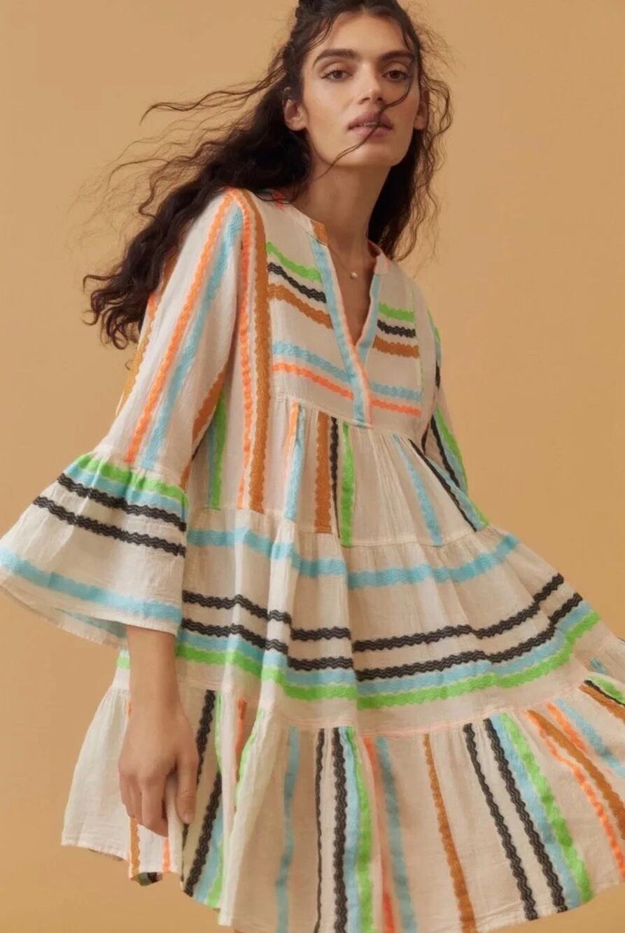 Anthropologie Devotion Twins Ella Embroidered Tunic Dress S Multicolor Boho